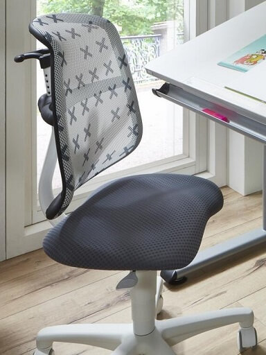 Möbel GUNST - Lernmöbel: Kinder-Schreibtischdrehstuhl mit Netzrücken in hellem Grau