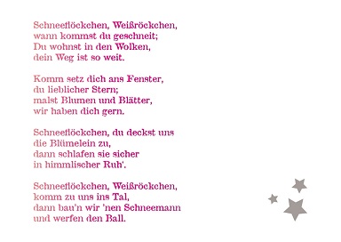 GUNST-Weihnachtskarte Motiv 5: schneeflöckchen Lyrics