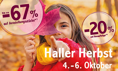 Werbemotiv zur Aktion Haller Herbst bei GUNST mit Rabattaussagen