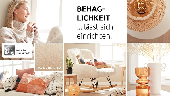 Bild-Collage mit dem titel "Behaglichkeit... lässt sich einrichten" 